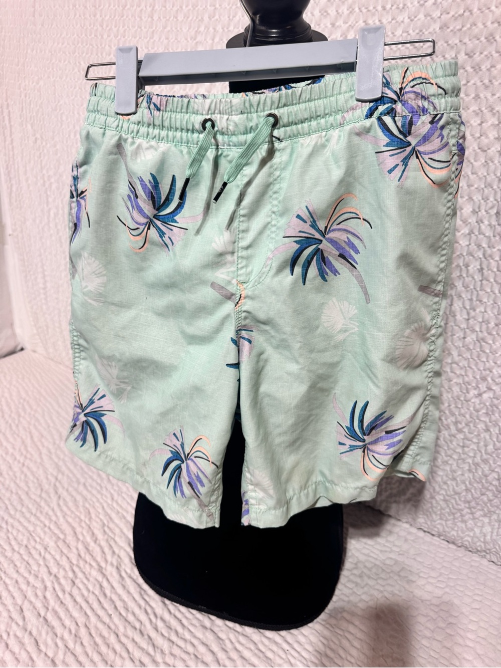 Quiksilver Mint Green Palm Print Swim Trunks